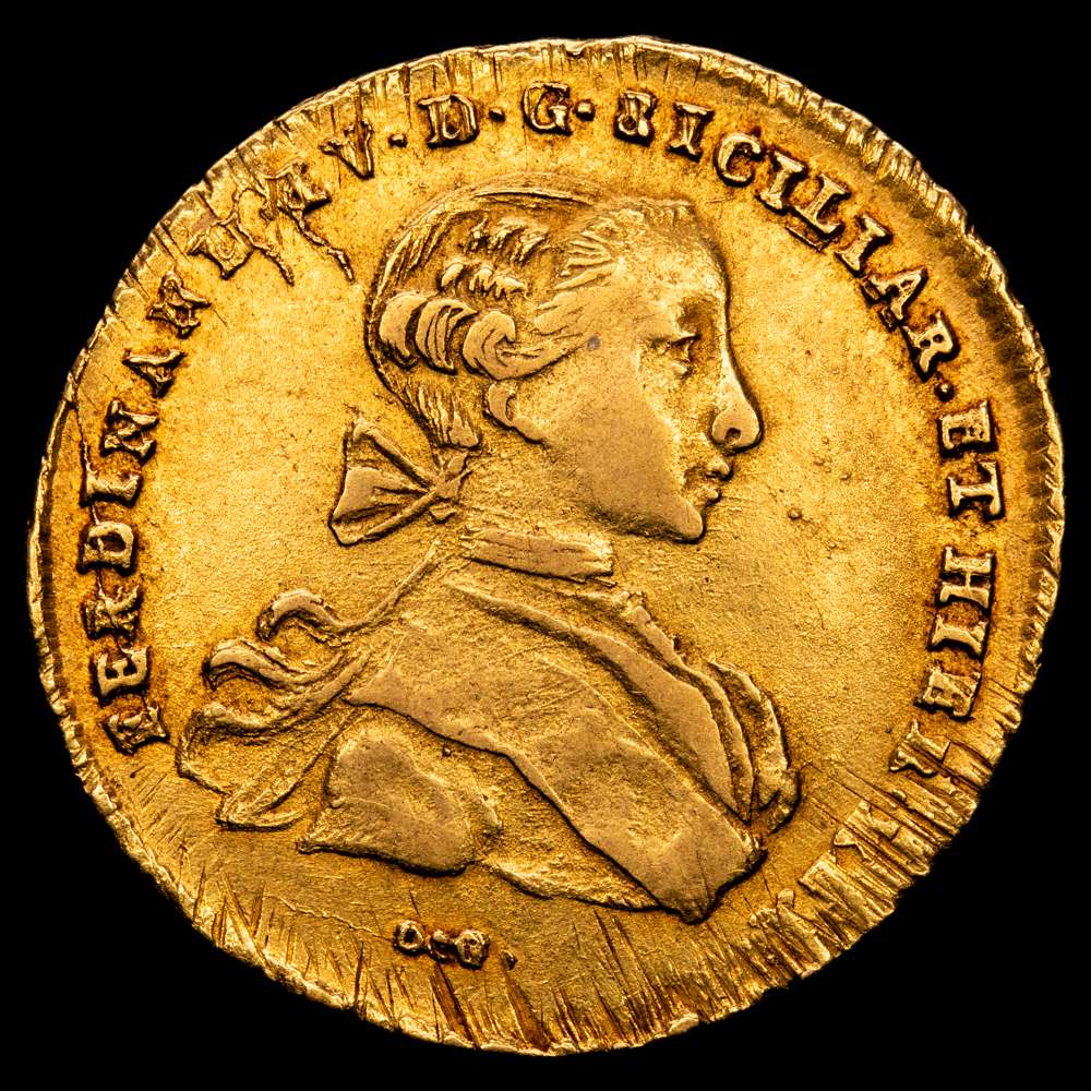 Fernando IV de Borbón (1759-1799) – 6 Ducati 1767 – Ceca: Nápoles – (CNI XX/568/45) (Pannuti-Riccio n. 10) (Gig. n. 10) (Mont. n. 133). 8.82 gr. XF+.