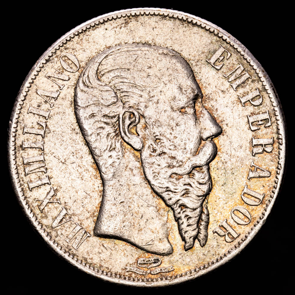 México – Maximiliano. 1 Peso. (26,87 g.). México. 1867. KM-388.1. VF-.