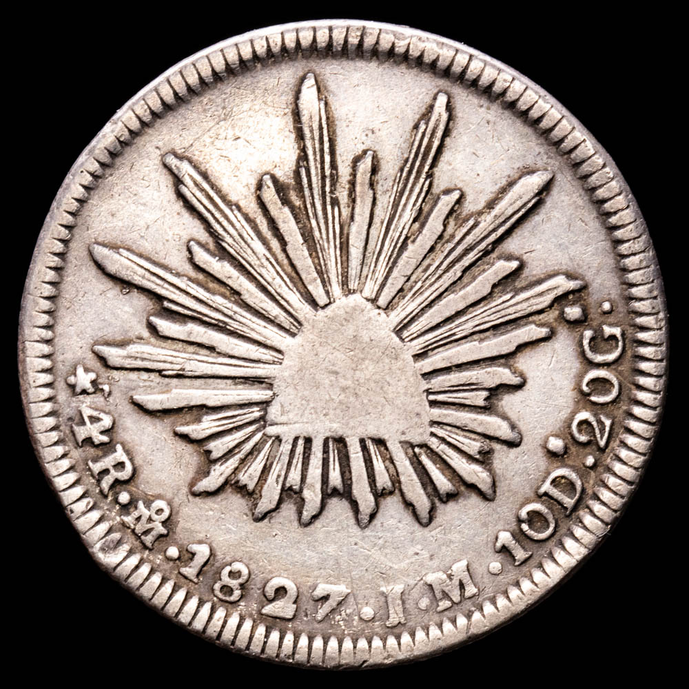 República de México. 4 Reales. 1827/6. (13,39 g.). México. -26510. Ensayador J·M. KM-375.6. MBC-. Rara