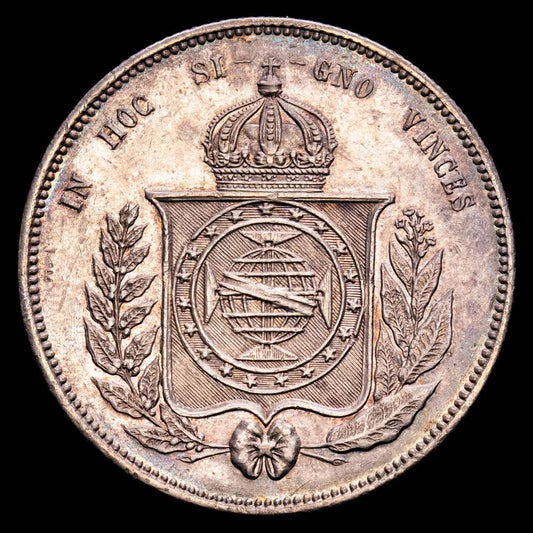 Brasil – Pedro II. 2000 Reis. (25,42 g.). Rio. 1857. KM-466. XF+. Bella pátina de monetario
