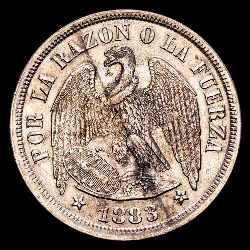 República de Chile. 1 Peso. (25,17 g.). Santiago. 1883. KM-142.1. EBC-.