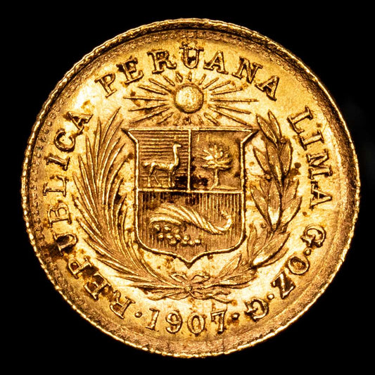 Perú. 1/5 Libra. (1,59 g.). Perú. 1907. KM-200. XF.