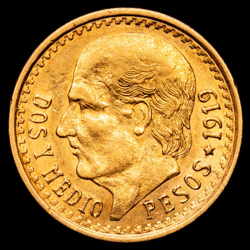 MÉXICO. Hidalgo. 2 1/2 pesitos. 1919. F463. 2´08g. EBC, restos de brillo originales. tono.