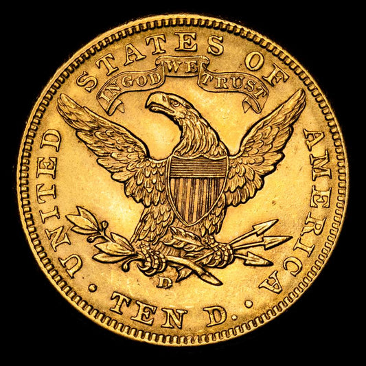 Estados Unidos 10 Dólares 1906 D KM# 102, N# 16134; Oro (.900) 16,72 g; “Coronet Head”; Con lema;  Casa de la Moneda de Denver; UNC-.