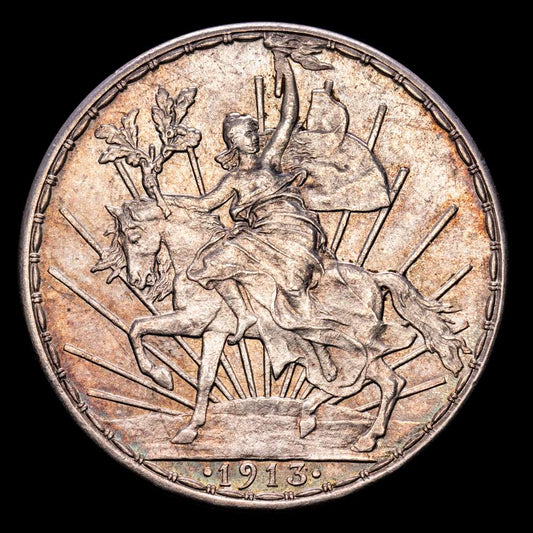 México. 1 Peso. (27,07 g.). México. 1913. KM-453. EBC+. Escasa. Bella pátina.