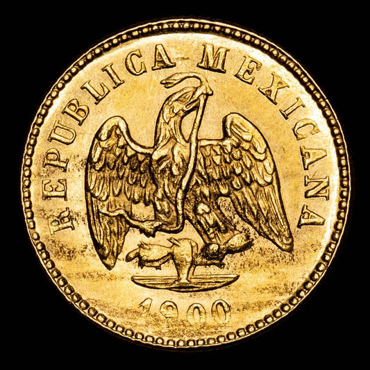México. 1 Peso. (1,69 g.). México. 1900. KM-410.5. SC. Brillo original