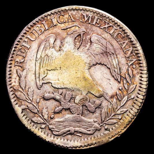 México. 8 Reales. (26,71 g.). Zacatecas. 1843. Ensayador O·M. KM-77.13. MBC.