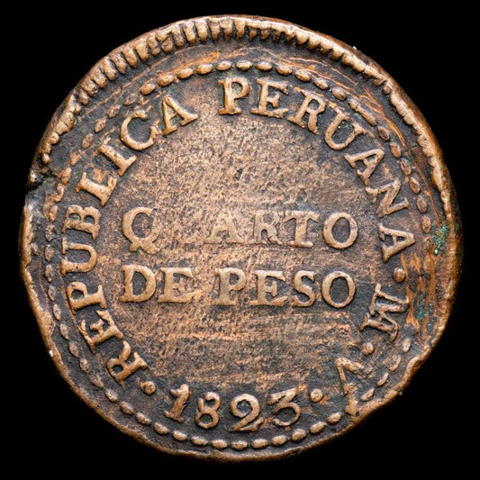 República de Perú. 1/4 de Peso (8,96 g.). Lima. 1823. KM-183. VF.