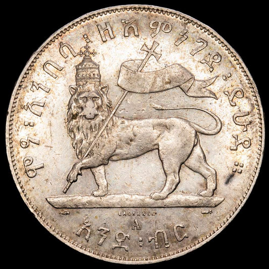 Etiopía – Menelik II. Birr. (28,04 g.). Etiopía. 1887. KM-5. VF+. Escasa