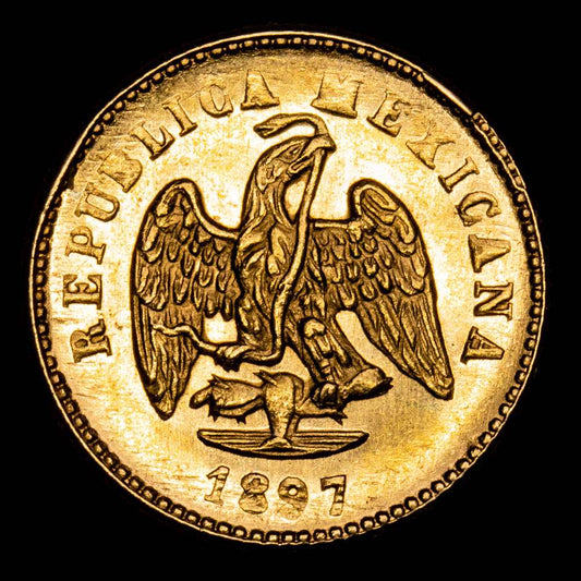 México. 1 Peso. (1,68 g.). México. 1897. KM-410.5. SC-. Brillo original