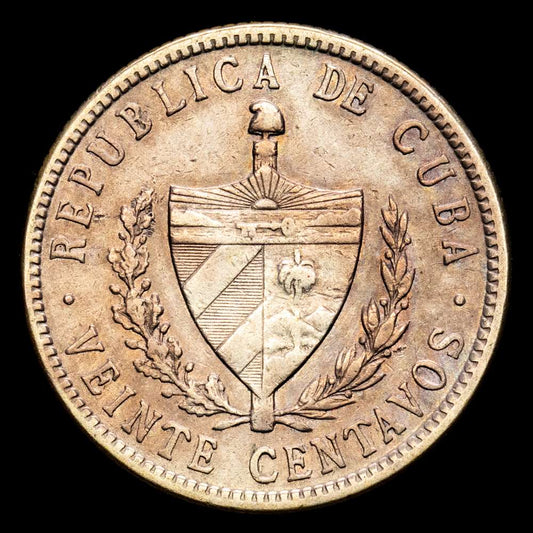 Cuba. 20 Centavos. (4,88 g.). Cuba. 1932. KM-13.2. EBC-. Escasa