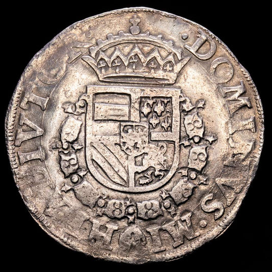 Felipe II (1556-1598). 1 escudo de Borgoña. 1568. Ámbares. (Tauler-1274). (Vti-1305). (Vanhoudt-290.AN). Ag. 29,88 gramos. MBC+