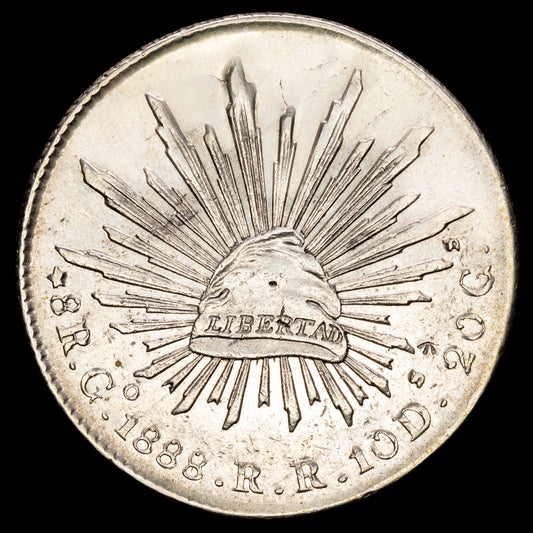 Republica Mexicana. 8 Reales. (26,95g.). G.º Ganajuato. 1888. Ensayador R.R. KM-377.8. VF+.