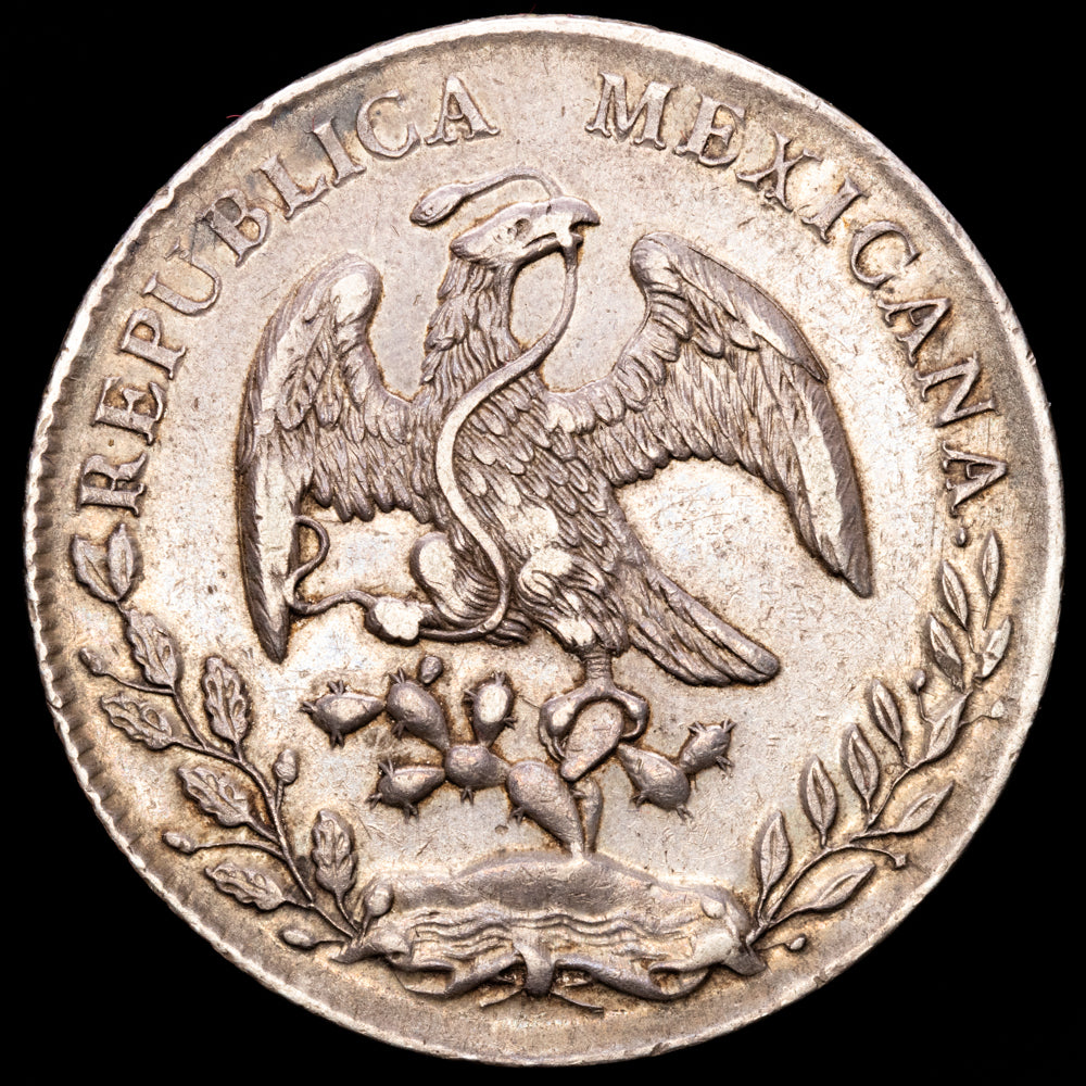 Republica Mexicana. 8 Reales. (27,02g.). G.ª Guadalajara. 1887. Ensayador J.S. KM-377.6. VF+.