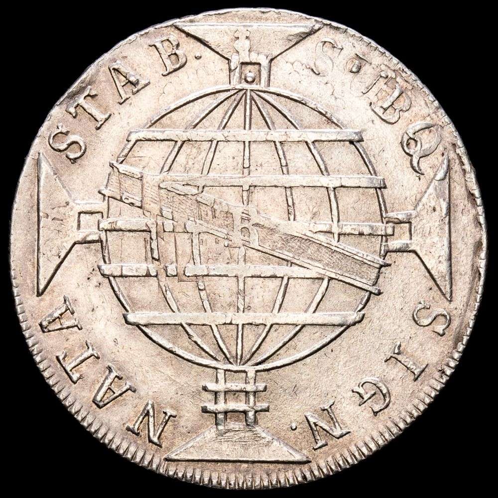 Brasil. Joannes VI. 960 Reis (26,43 g.). Rio. 1818. KM-307.3. MBC+. Acuñada sobre un 8 Reales.