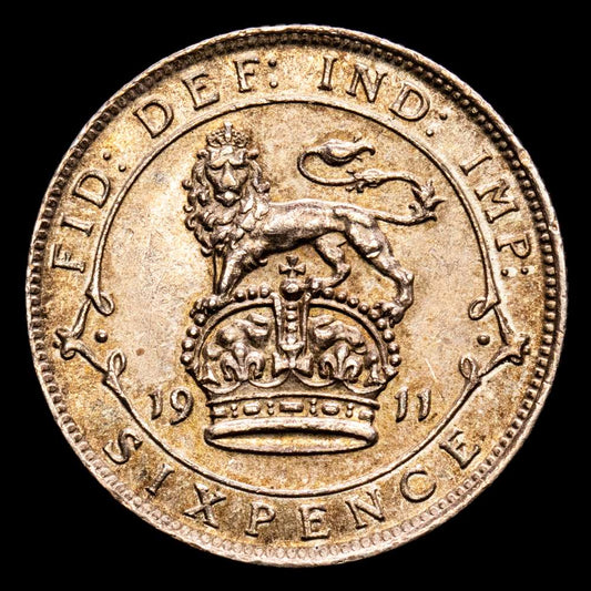 Gran Bretaña – George V. 6 Pence. (2,85 g.). 1911. KM-814. XF+. Pátina de monetario