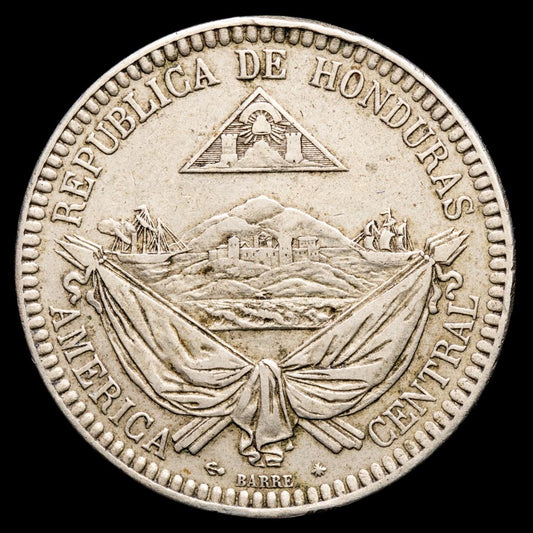 Honduras – 1 Real (12,81 g.). 1870. KM-33. VF. Rara.