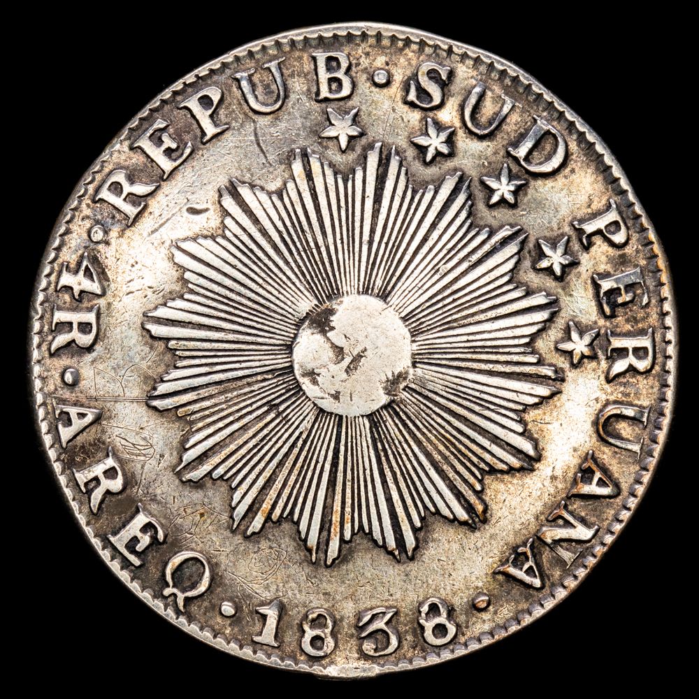 República del Perú. 4 Reales. (13,82g.). Arequipa. 1838. KM-172. MBC+.