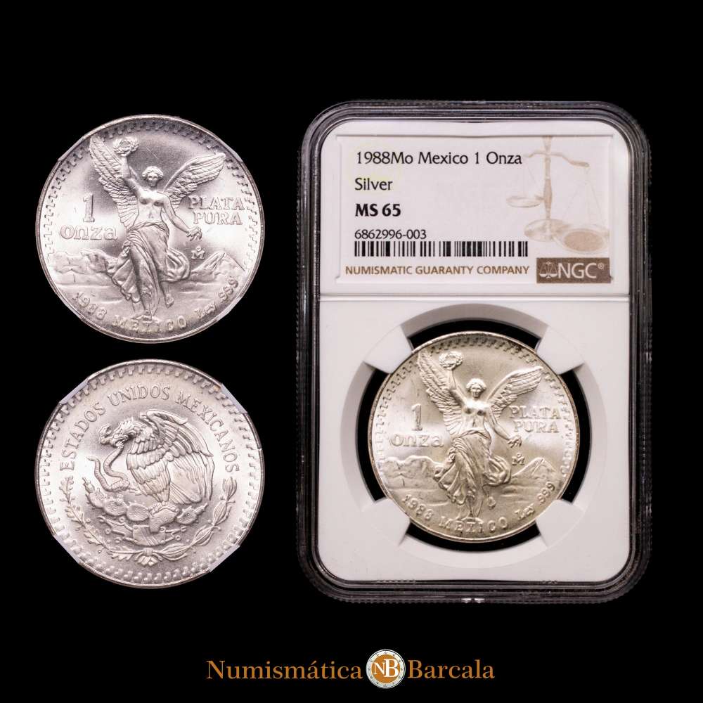 México. 1 Onza. Mo. Casa de la Moneda de la Ciudad de México, 1988. NGC MS65.