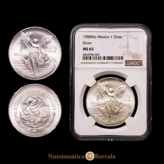 México. 1 Onza. Mo. Casa de la Moneda de la Ciudad de México, 1988. NGC MS65.
