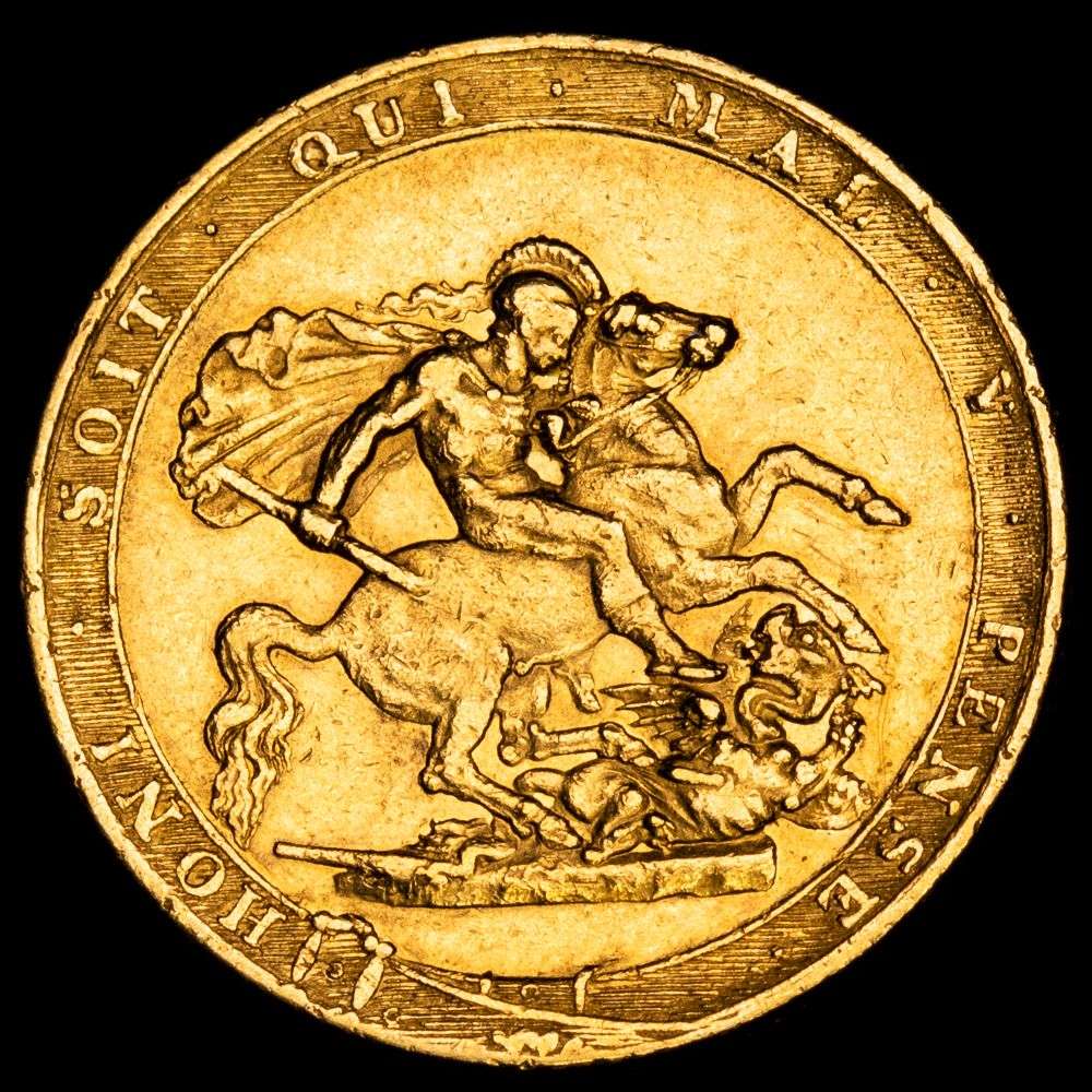 Gran Bretaña. Jorge III. Soberano (7,94 g.). 1820. KM-674. XF. Rara.