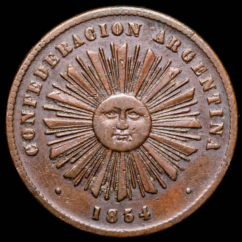 Confederación de Argentina. 2 Centavos. (9,73 g.). 1854. KM-24. VF+.