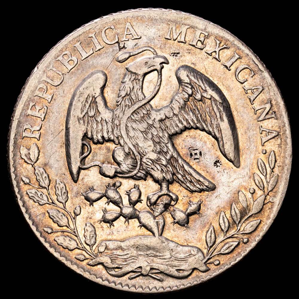 República de México. 8 Reales. (26,82 g.). México. 1878. Ensayador M·H. KM-377.10. MBC+. Resellos chinos.
