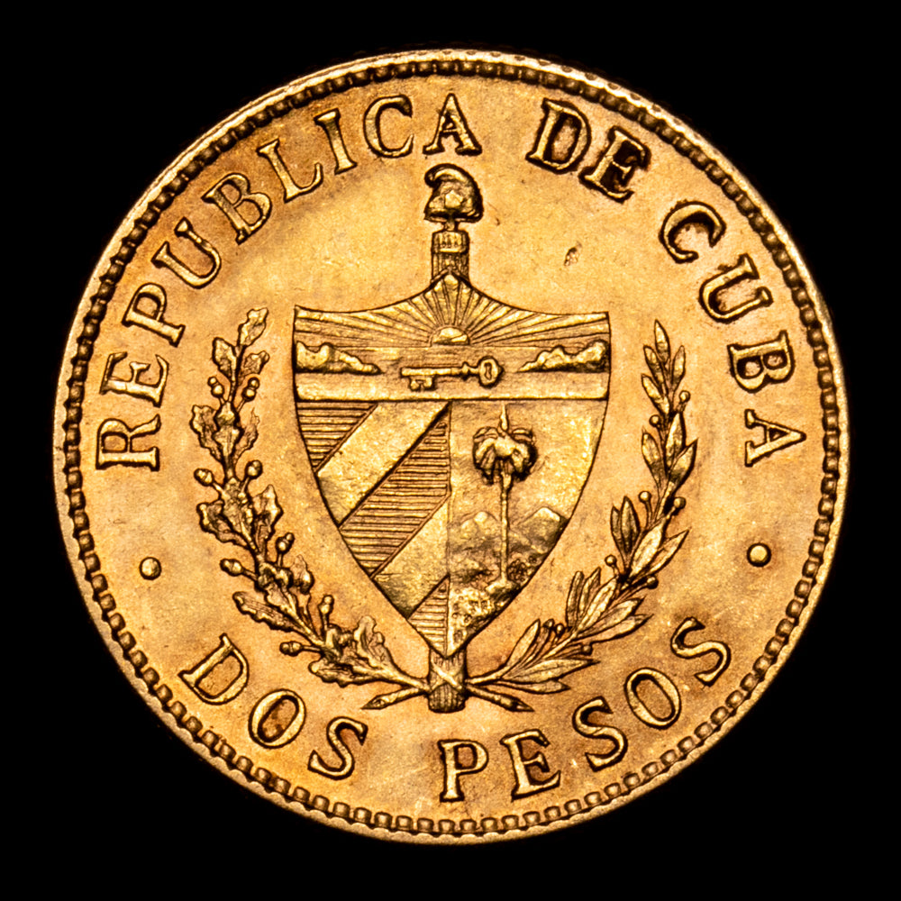 República de Cuba. 2 Pesos. (3,33 g.). Cuba. 1915. KM-17. XF+. Restos de brillo original. Rara así!