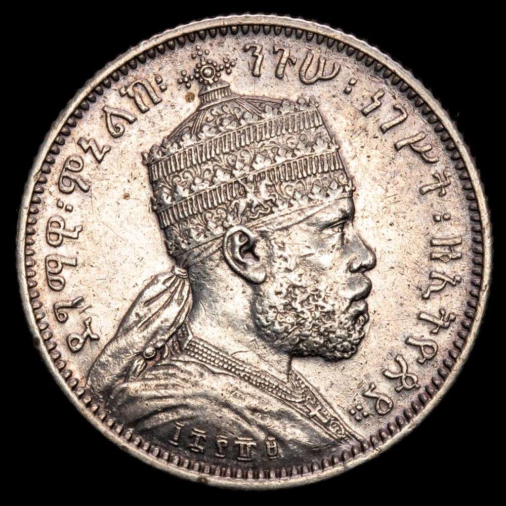 Ethiopia – Menelik II. 1/4 Birr (7,04 g.). 1889-A. KM-3. XF+.