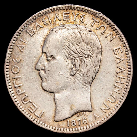 Grecia. 5 Dracmas. (24,94 g.). París. 1876. KM-46. VF+.