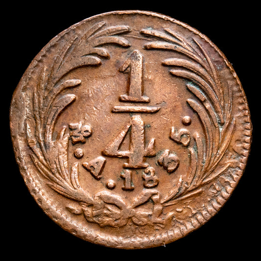 República de México. 1/4 Real. (7,13 g.). México. 1835. KM-358. MBC.