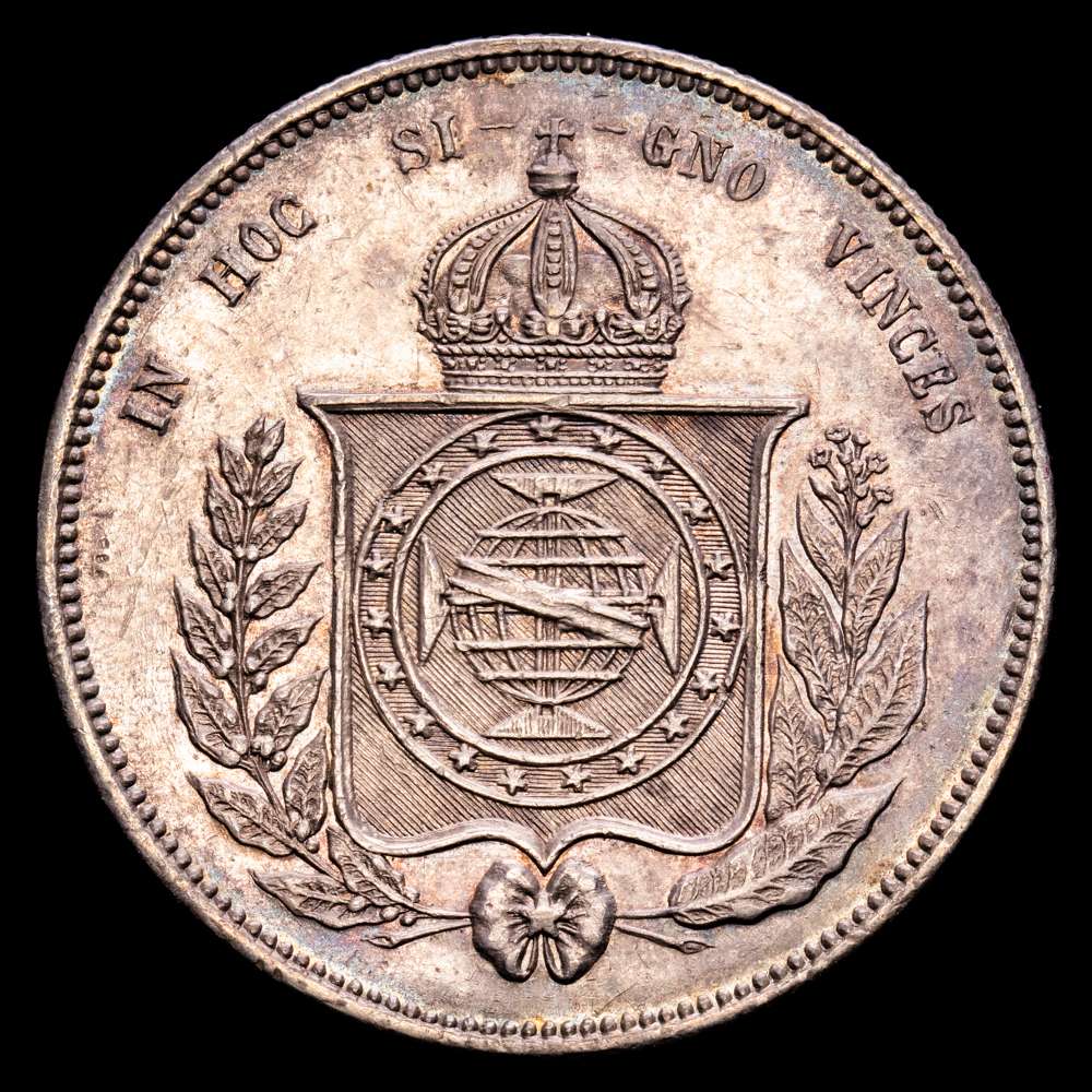 Brasil – Pedro II. 2000 Reis. (25,42 g.). Rio. 1857. KM-466. XF+. Bella pátina de monetario