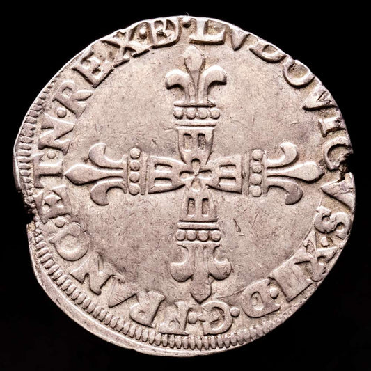 Louis XIII. 1/4 Ecu. (9,33 g.). Navarra. 1620. Gad-30. MBC+.