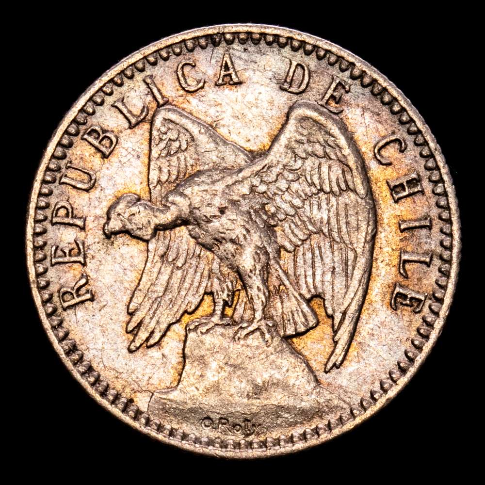 República de Chile. 5 Centavos. (1,09 g.). Santiago. 1896. KM-155.2. MBC+. Escasa