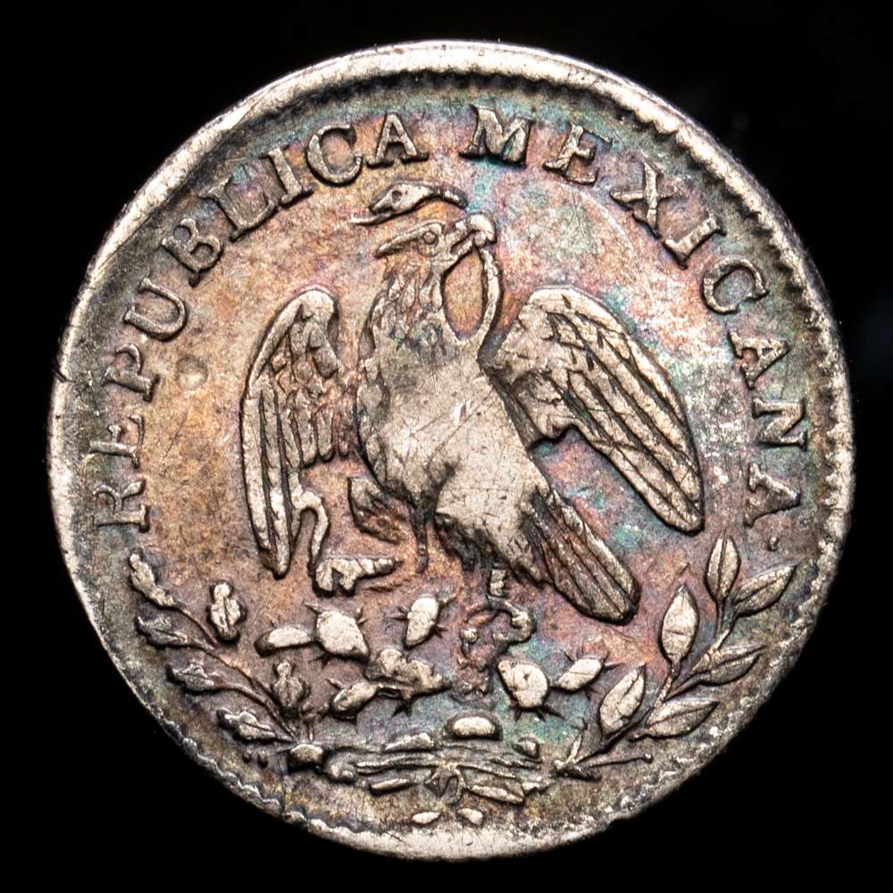 México. 1/2 Real. (1,67 g.). Guanajuato. 1844. P·M. KM-370,7. MBC. Bello color