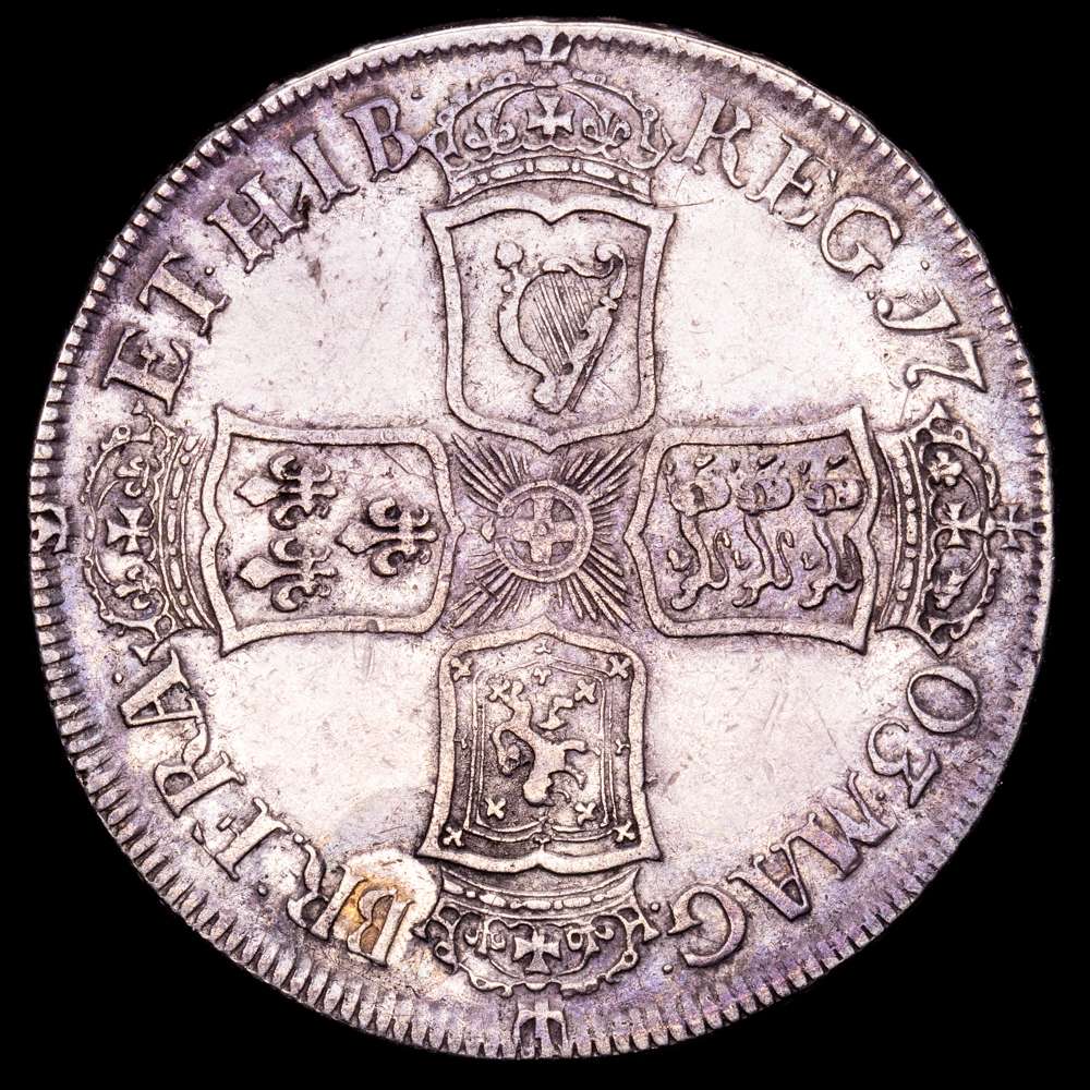 Gran Bretaña – Anna. 1/2 Crown. (14,87 g.). Vigo. 1703. KM-518.2. MBC. Acuñación de plata tomada a los españoles en la bahía de Vigo.