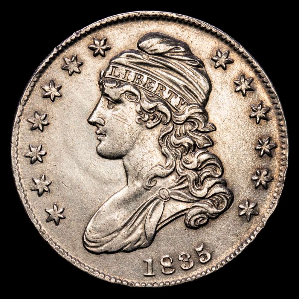 Estados Unidos. 1/2 dollar. 1835. Philadelphia. (Km-37). Ag. 13,45 g. Capped bust. XF .