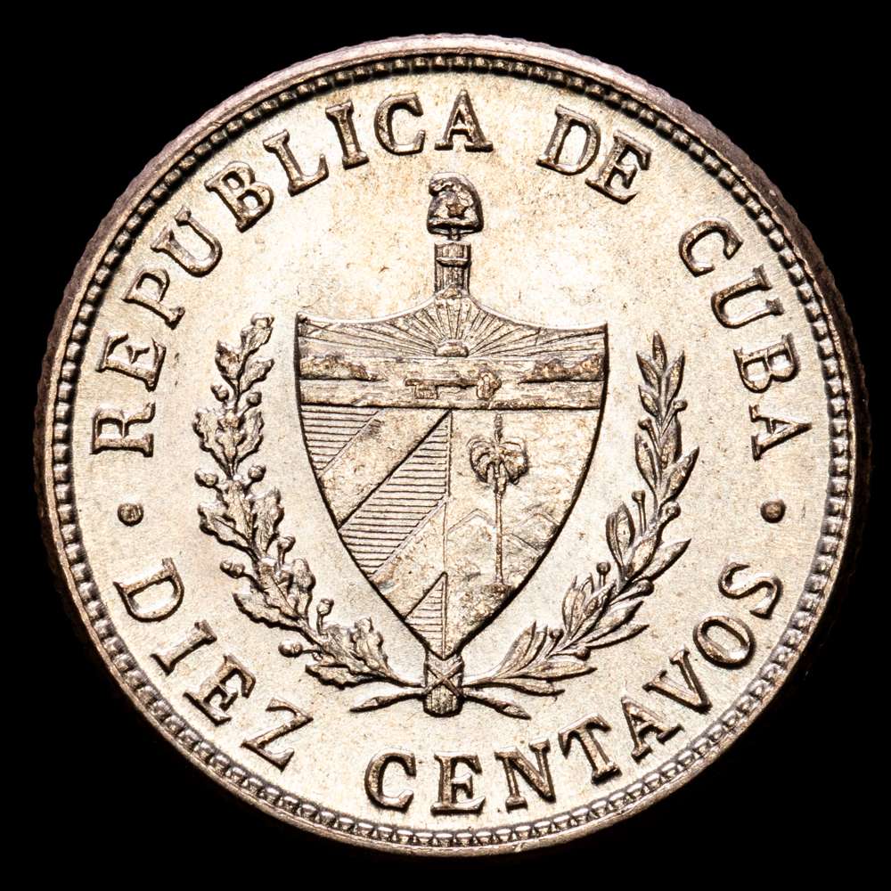 Cuba. 10 Centavos. (2,5 g.). Cuba. 1948. KM-A12. UNC. Escasa así.