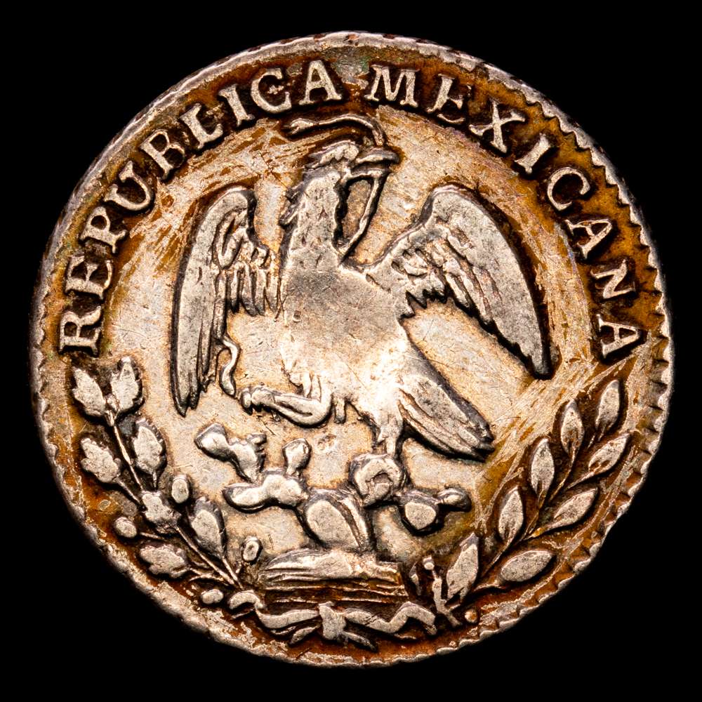 República de México. 1 Real. (3.34 g.). México. 1859. Ensayadores F·H. KM-372,8. MBC+. Bello color