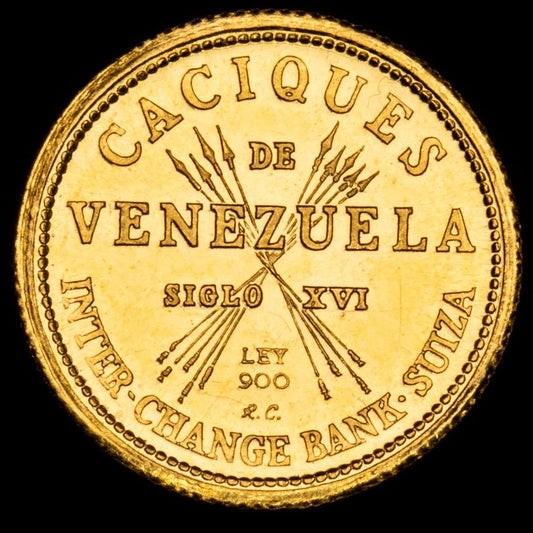 Venezuela. Cacique. (1,48 g.). Guaicaipuro. 1960. Oro (.900). UNC. Brillo original.