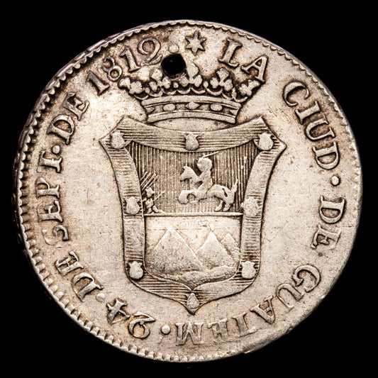 Fernando VII (1808-1833). Medalla. 1812. Guatemala. (Vq-14195). (Vives-299). Ag. 7,09 gramos. Proclamación de la constitución de Cádiz. (MBC). agujero a las 12H.