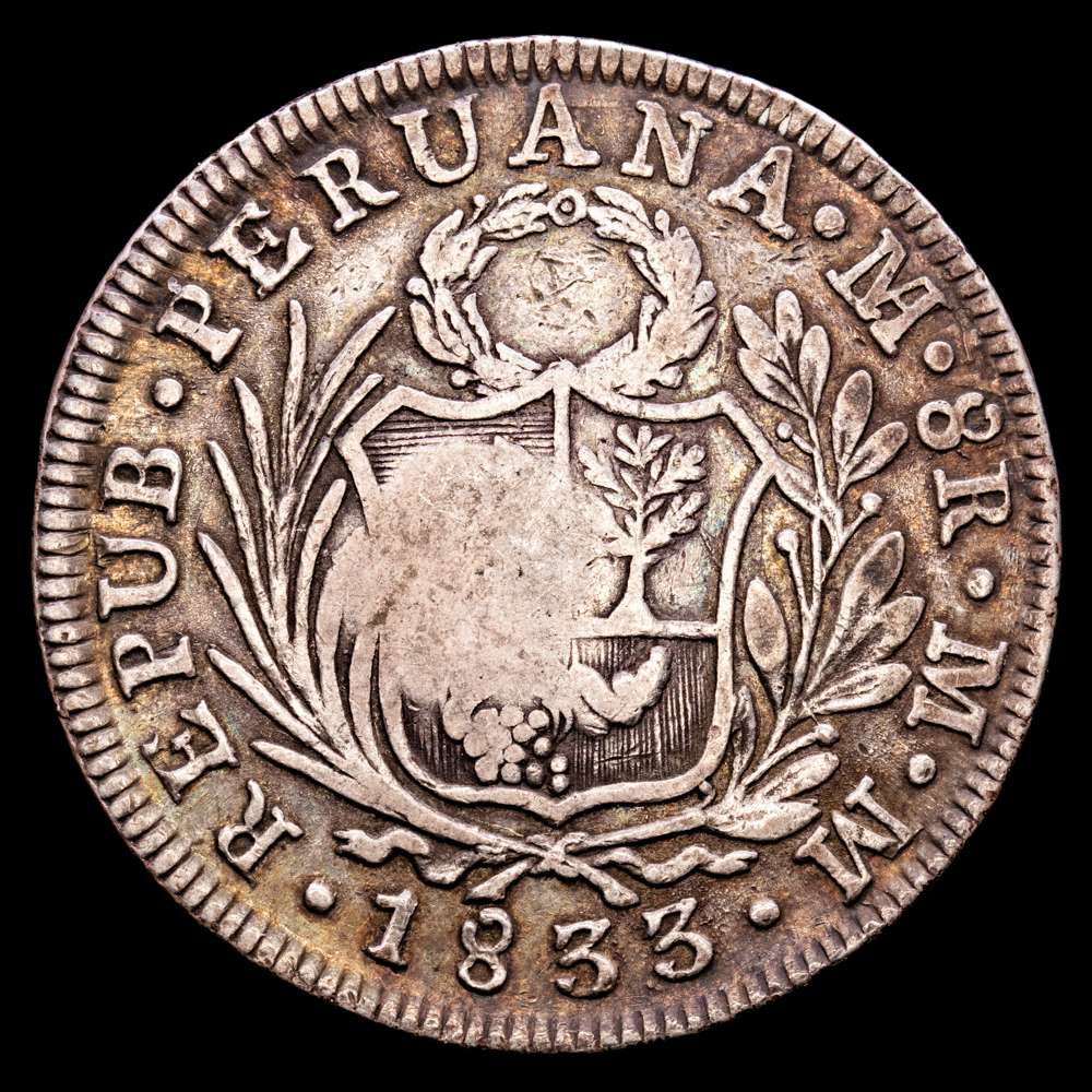 República de Perú. 8 Reales. (26,39 g.). Lima. 1833. Ensayador M·M. KM-83. VF+. ***