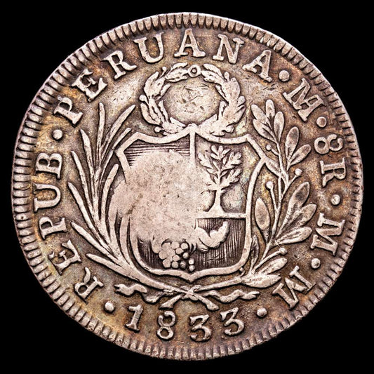 República de Perú. 8 Reales. (26,39 g.). Lima. 1833. Ensayador M·M. KM-83. VF+. ***