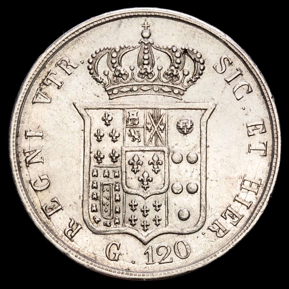 Napoles Mont – 120 Grama. (27,38g.). Sicilia. 1857. KM-370. EBC+.