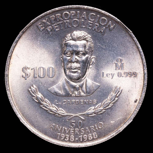 Estados Unidos Mexicanos. 100 P. (31,14 g.). México. 1988. KM# 533. MS65.