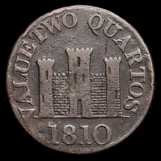 Gibraltar – Jorge III. 2 Quartos (6,97 g.). 1810. KM-TM-9.2. VF.