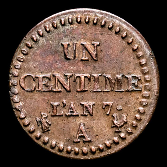 República de Francia. Un centime. (1,77 g.). A-París. AN 6. F-100. MBC+.