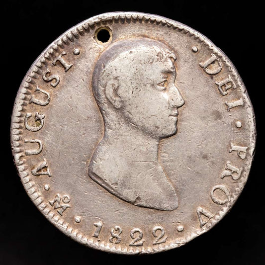 México – Agustín I. 8 Reales. (26,77 g.). México. 1822. J·M. KM-304. (MBC).