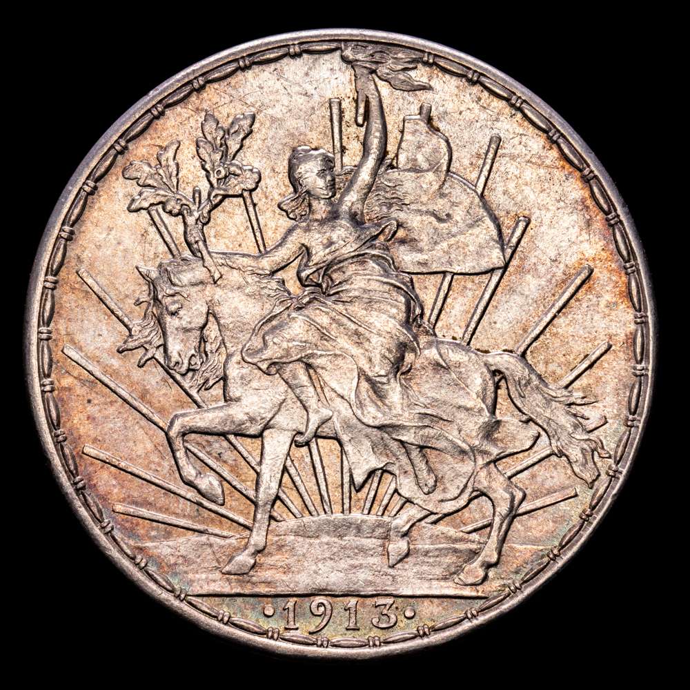 México. 1 Peso. (27,07 g.). México. 1913. KM-453. EBC+. Escasa. Bella pátina.