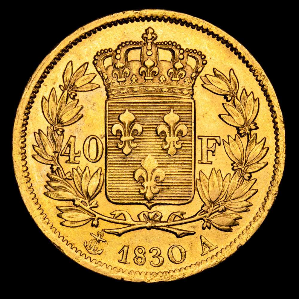 Francia – Charles X. 40 Francs. (12,91 g.). París. 1830. A. GAD-1105. EBC/EBC+. Restos de brillo original